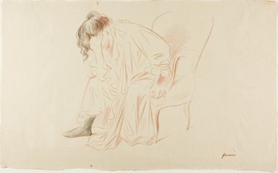 Zittende vrouw, hoofd in rechterhand door Jean Louis Forain