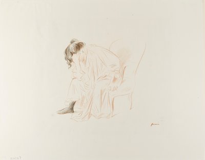 Zittende vrouw, hoofd in rechterhand door Jean Louis Forain