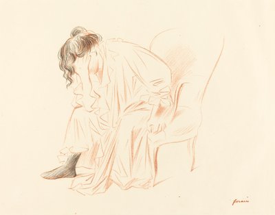 Zittende Vrouw met Haar Hoofd Rustend op Haar Rechterhand door Jean Louis Forain