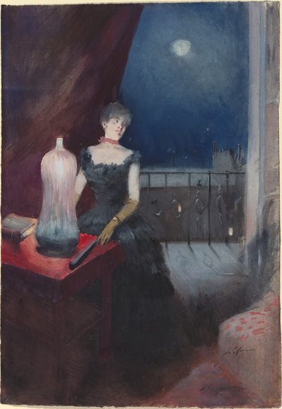 Staande Vrouw met een Waaier, waarschijnlijk 1880-1890 door Jean Louis Forain