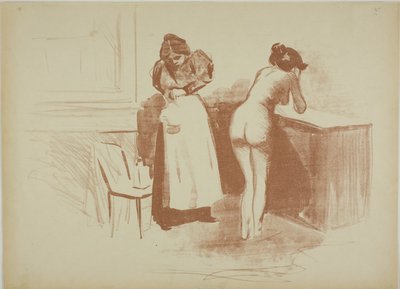De Massage met Grove Haren Handschoen, Was en Lijnplaat door Jean Louis Forain