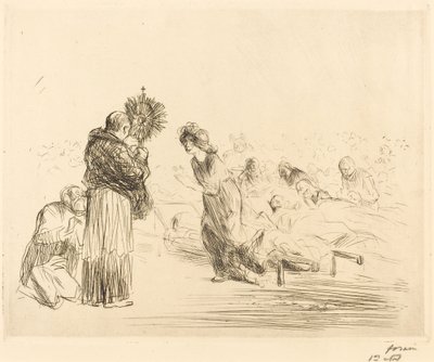 Het wonder voor het Heilig Sacrament (vierde plaat) door Jean Louis Forain