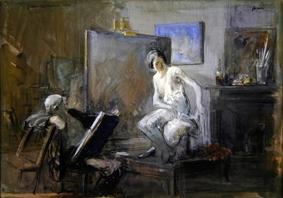 De schilder met zijn model door Jean Louis Forain