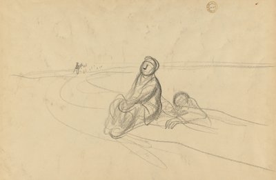 Twee figuren op een weg (verso) door Jean Louis Forain