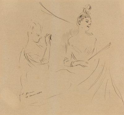 Twee Dames in een Loge door Jean Louis Forain