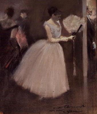Vrouw in het Wit met een Waaier, c.1884 door Jean Louis Forain