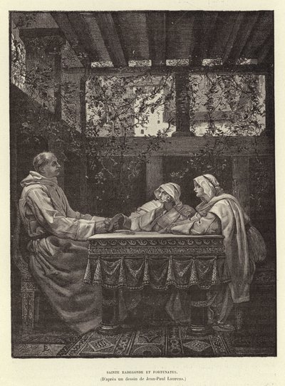 Sainte Radegonde et Fortunatus. St Radegund en de dichter Venentius Fortunatus, 6e eeuw door Jean Louis Hamon