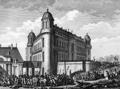 Franse Revolutie: Kanon gebracht naar het Chateau de Chantilly in Parijs op 9 augustus door Jean Louis II (after) Prieur