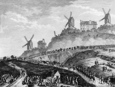 Franse Revolutie: Kanonnen van Parijs naar Montmartre op 15 juli door Jean Louis II (after) Prieur
