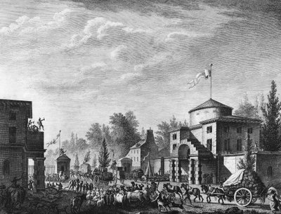Franse Revolutie: Vrije toegang tot de barrière van Parijs op 1 mei door Jean Louis II (after) Prieur
