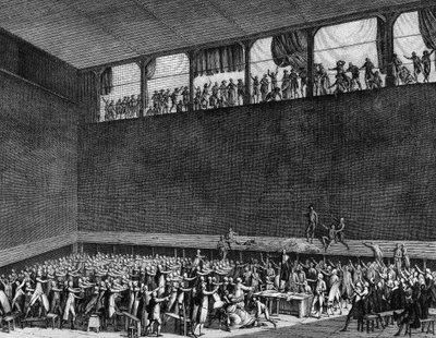 Franse Revolutie: Eed van het kaatsbaan op 20 juni door Jean Louis II (after) Prieur