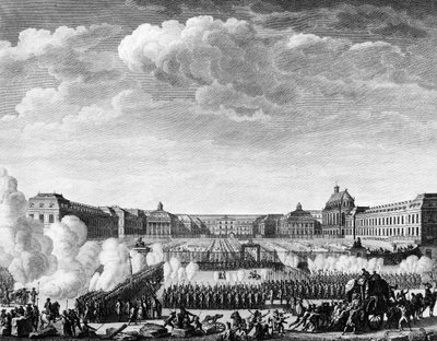 Franse revolutie: de koning beloofde op 6 oktober naar Parijs te komen door Jean Louis II (after) Prieur