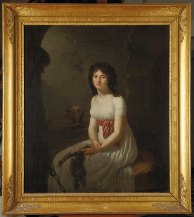 Burger Tallien in een cel in de La Force-gevangenis, met haar afgeknipte haar, 1796 door Jean Louis Laneuville