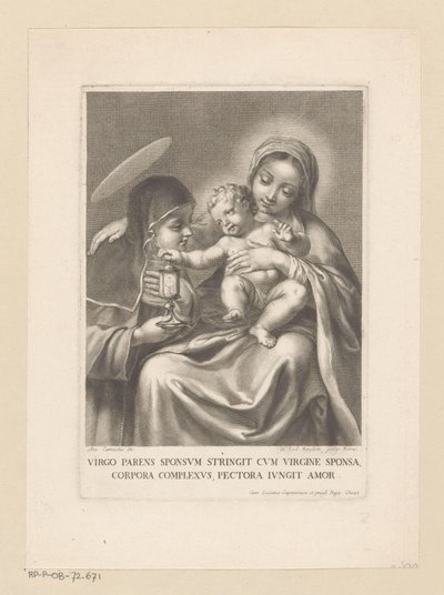 Maria met kind en vrouwelijke heilige met reliekhouder door Jean Louis Roullet