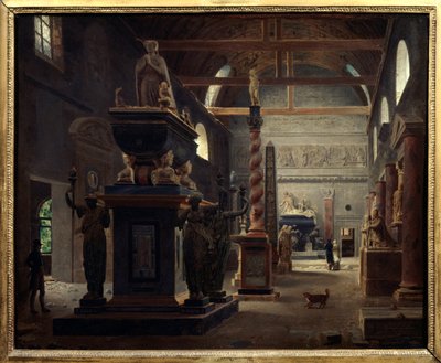 De introductiehal van het Musée des Monuments Français in het klooster van de Petites Augustins, rue Bonaparte in Parijs door Jean Lubin Vauzelle