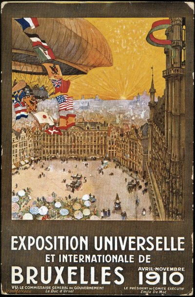Wereld- en Internationale Tentoonstelling in Brussel, poster door Jean Malvaux door Jean Malvaux