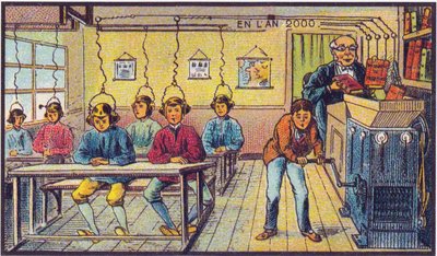 Op school. Uit de serie Visioenen van het Jaar 2000 door Jean Marc Côté