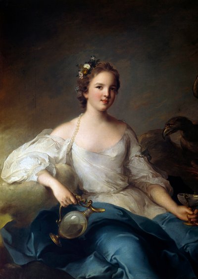 Portret van Charlotte Louise de Rohan - Guemenee, Prinses van Masseran, Markiezin van Crevecoeur (1722-?) voorgesteld als Hebe door Jean Marc Nattier
