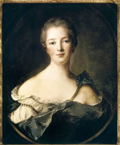 Portret van Jeanne Antoinette Poisson, Markiezin van Pompadour (ook wel Madame de Pompadour genoemd) door Jean Marc Nattier