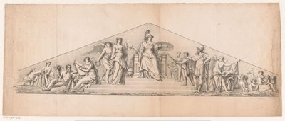 Timpaan met tronende Minerva door Jean Matthieu Kierdorff