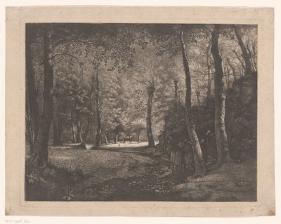 Herderin in het bos van Rochecardon door Jean Michel Grobon