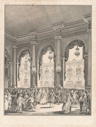 Het gemaskerde bal - Feest gegeven ter gelegenheid van de geboorte van Monseigneur de Dauphin, 23 januari 1782 door Jean Michel Moreau the Younger