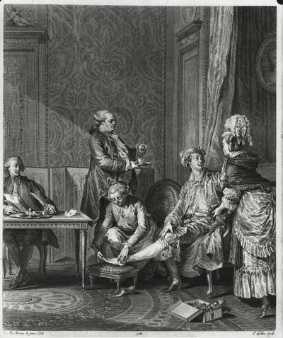 De Levee, gegraveerd door Louis Michel Halbou (1730-ca.1809) 1781 door Jean Michel the Younger Moreau
