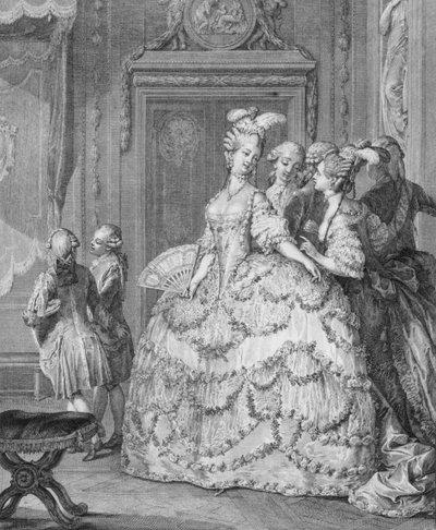 De hofdame van de koningin, gegraveerd door P.A. Martini door Jean Michel the Younger Moreau