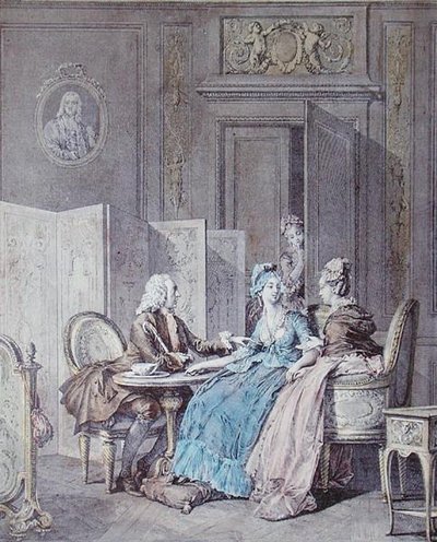 De zwangerschapsverklaring, 2e helft 18e eeuw, gegraveerd door Pietro Antonio Martini (1739-97) door Jean Michel the Younger (after) Moreau