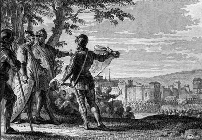Koning Lodewijk III (863-882) en Carloman II (867-884) belegeren de stad Wenen, 883. Gravure door Jean Michel Moreau, genaamd Moreau le Jeune (1741-1814) door Jean Michel the Younger Moreau