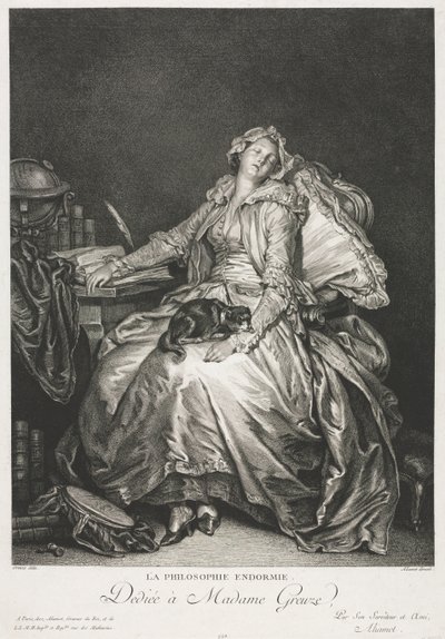 Madame Greuze slaapt, 1776 door Jean Michel the Younger Moreau