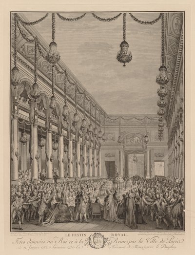 Koninklijk Feest in het Hôtel de Ville, 21 januari 1782 door Jean Michel the Younger Moreau