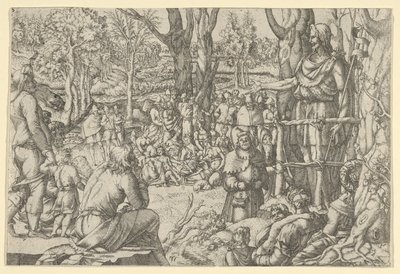 Sint-Jan Predikend in de Woestijn, 1535-55 door Jean Mignon