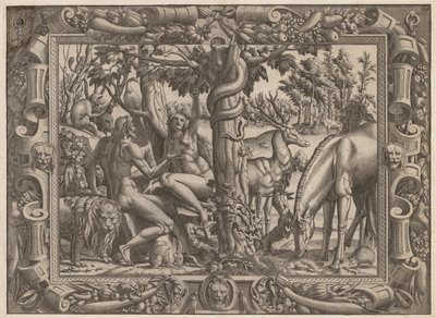 De Verleiding van Eva, ca. 1545-1547 door Jean Mignon
