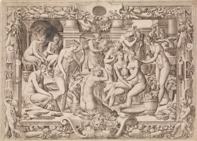 Vrouwen Baden, 1535-55 door Jean Mignon