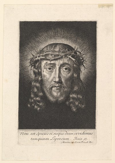 Het heilige gezicht gekroond met doornen, klein formaat door Jean Morin