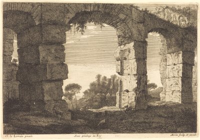 Ruïnes van een aquaduct door Jean Morin after Claude Lorrain