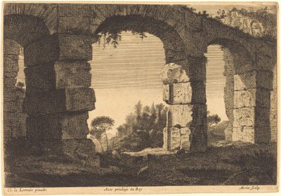 Ruïnes van een aquaduct door Jean Morin after Claude Lorrain