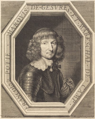 Francois Potier, markies van Gevres door Jean Morin after Philippe de Champaigne
