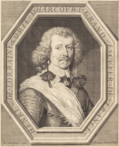 Henri de Lorraine, graaf van Harcourt door Jean Morin after Philippe de Champaigne