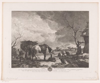 Houthakkers in een winterlandschap door Jean Moyreau
