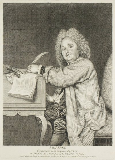 Portret van Jean-Féry Rebel, componist van de koning door Jean Moyreau