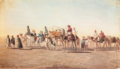 Onze karavaan in de woestijn door Jean Nicolas Henri de Chacaton