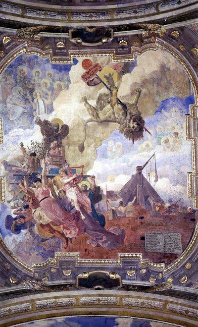Plafond van het stadhuis van Toulouse: Allegorie van de dood van Simon de Montfort door Jean Paul Laurens