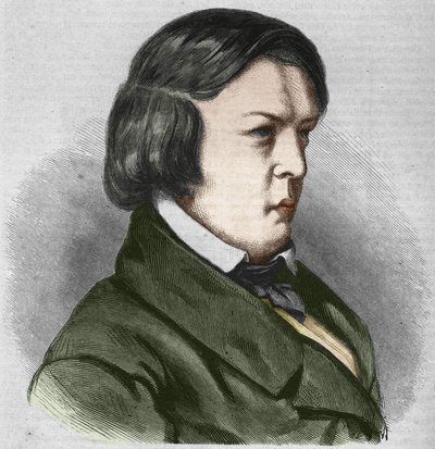 Robert Schumann Duitse componist. Tekening door J.B. Laurens. door Jean Paul Laurens