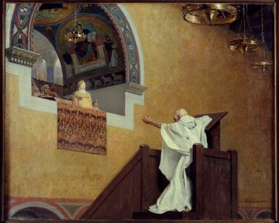 Sint Johannes Chrysostomus (349-407) en de keizerin Eudoxia (? 404). De patriarch verwijt de westerse keizerin Eudoxia (Eudoxia Aelia) haar luxe en liefde voor pracht. door Jean Paul Laurens