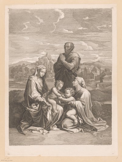 Heilige Familie met Elisabet en Johannes de Doper door Jean Pesne