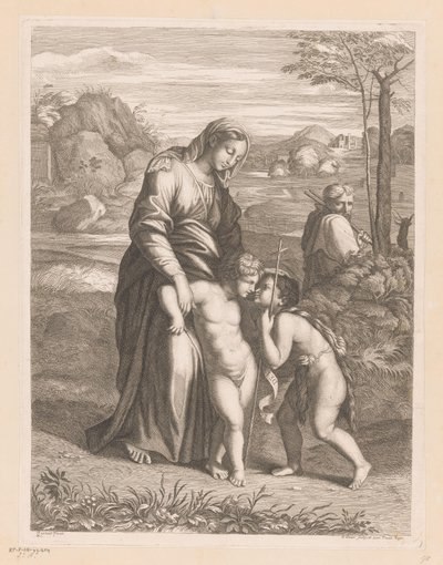 Heilige Familie met Johannes de Doper door Jean Pesne