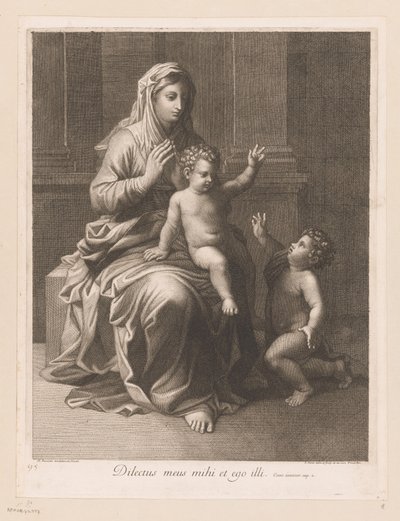 Maria met kind en Johannes de Doper door Jean Pesne