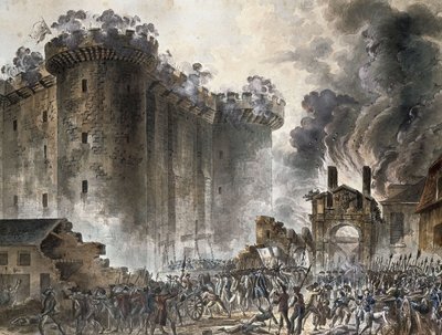 De Bestorming van de Bastille op 14 juli 1789, ca. 1789 door Jean Pierre Laurent Houel